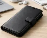 Eleganckie, czarne xiaomi redmi note 9 etui z klapką, idealne do pracy i podróży.