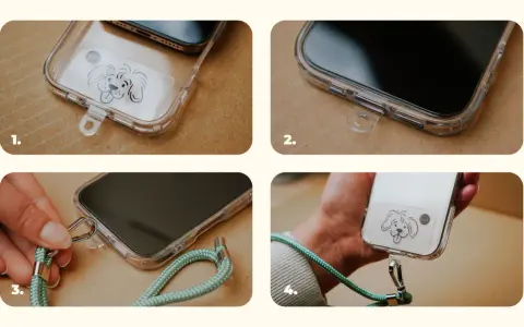 Instrukcja krok po kroku: jak zamontować smycz do telefonu. Zobacz, jak łatwo przypiąć smycz do etui.