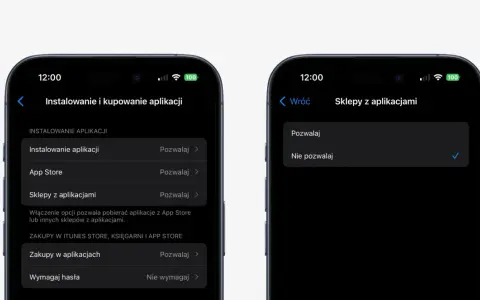 Ustawienia telefonu: instalowanie aplikacji z nieznanych źródeł. Wybór opcji "Pozwalaj" dla sklepów z aplikacjami.