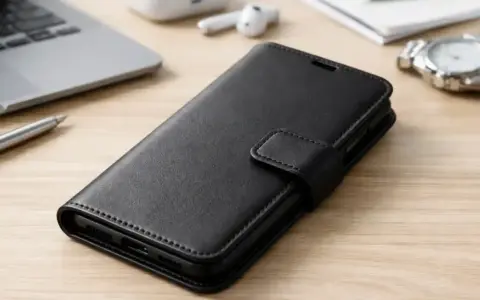 Eleganckie, czarne xiaomi redmi note 9 etui z klapką, idealne do pracy i podróży.