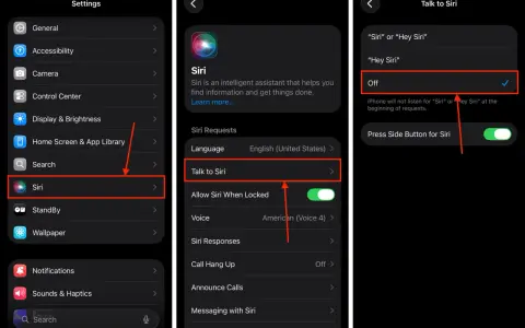 Jak włączyć Siri: w Ustawieniach wybierz Siri, a następnie "Talk to Siri". Upewnij się, że opcja "Off" nie jest zaznaczona.