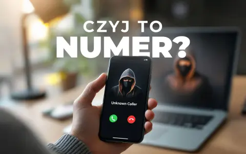 Czyj to numer? Na ekranie telefonu wyświetla się nieznany dzwoniący, a w tle sylwetka hakera.