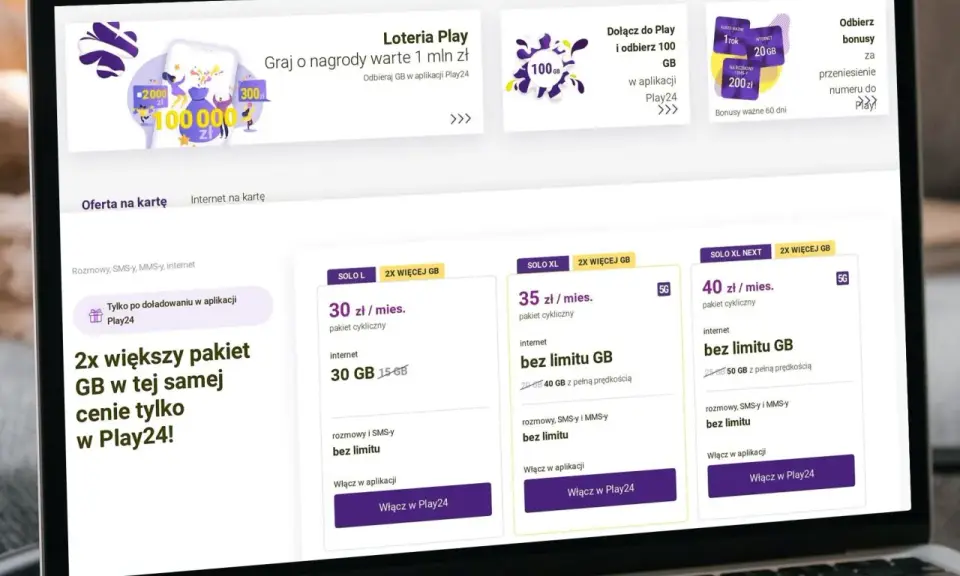 Play oferuje atrakcyjny play pakiet s z 2x większą ilością GB w tej samej cenie, tylko w aplikacji Play24!